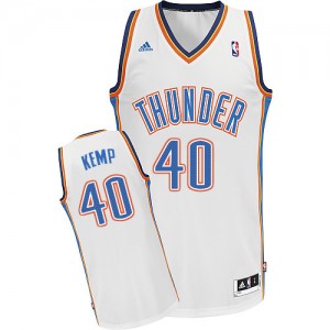 Maillot NBA Oklahoma City Thunder #40 Shawn Kemp Blanc Adidas Swingman Home - Homme