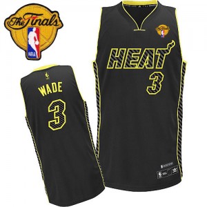 Miami Heat #3 Adidas Electricity Fashion Finals Patch Noir Authentic Maillot d'équipe de NBA Magasin d'usine - Dwyane Wade pour Homme