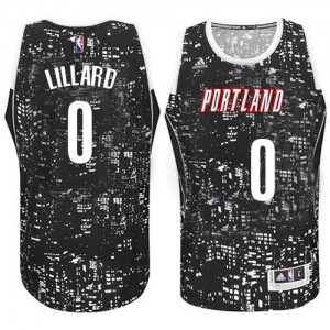 Maillot NBA Portland Trail Blazers #0 Damian Lillard Noir Adidas Swingman City Light - Homme