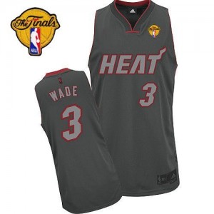 Maillot NBA Gris Dwyane Wade #3 Miami Heat Graystone Fashion Finals Patch Authentic Homme Adidas