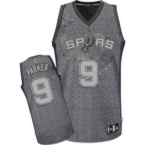 Maillot NBA Gris Tony Parker #9 San Antonio Spurs Static Fashion Authentic Homme Adidas