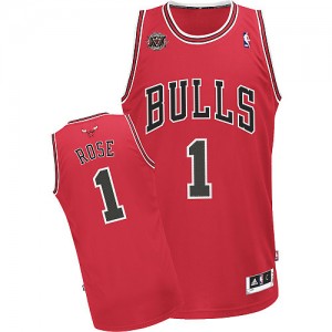 Maillot NBA Chicago Bulls #1 Derrick Rose Rouge Adidas Swingman Road 20TH Anniversary - Homme