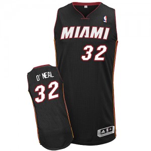 Maillot NBA Noir Shaquille O'Neal #32 Miami Heat Road Authentic Homme Adidas
