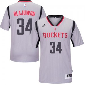 Maillot Adidas Gris Alternate Swingman Houston Rockets - Hakeem Olajuwon #34 - Homme