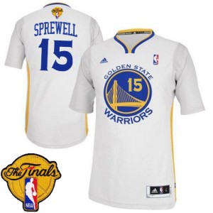 Maillot NBA Golden State Warriors #15 Latrell Sprewell Blanc Adidas Swingman Alternate 2015 The Finals Patch - Homme
