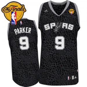 Maillot NBA Noir Tony Parker #9 San Antonio Spurs Crazy Light Finals Patch Swingman Homme Adidas