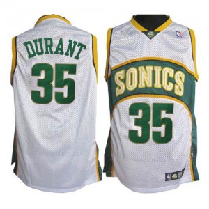 Oklahoma City Thunder Kevin Durant #35 SuperSonics Authentic Maillot d'équipe de NBA - Blanc pour Homme