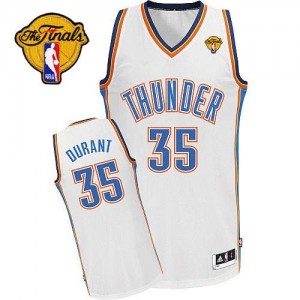 Maillot NBA Blanc Kevin Durant #35 Oklahoma City Thunder Home Finals Patch Authentic Homme Adidas
