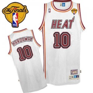 Maillot NBA Miami Heat #10 Tim Hardaway Blanc Adidas Authentic Throwback Finals Patch - Homme
