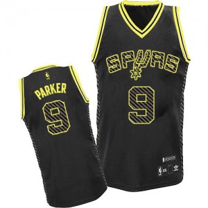 Maillot NBA San Antonio Spurs #9 Tony Parker Noir Adidas Authentic Electricity Fashion - Homme