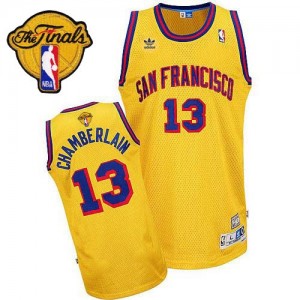 Maillot Adidas Or Throwback San Francisco 2015 The Finals Patch Authentic Golden State Warriors - Wilt Chamberlain #13 - Homme