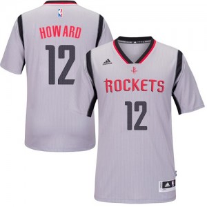Houston Rockets #12 Adidas Alternate Gris Swingman Maillot d'équipe de NBA Braderie - Dwight Howard pour Homme