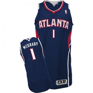 Maillot NBA Bleu marin Tracy Mcgrady #1 Atlanta Hawks Road Authentic Homme Adidas