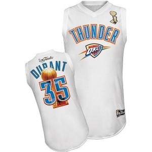 Maillot NBA Oklahoma City Thunder #35 Kevin Durant Blanc Adidas Swingman 2012 Finals - Homme