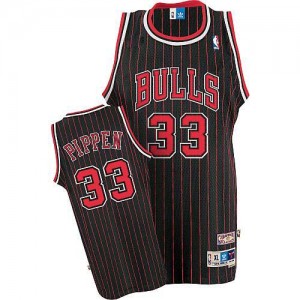 Maillot Authentic Chicago Bulls NBA Throwback Noir Rouge - #33 Scottie Pippen - Homme