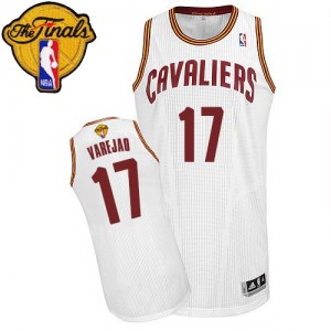 Maillot NBA Cleveland Cavaliers #17 Anderson Varejao Blanc Adidas Authentic Home 2015 The Finals Patch - Homme
