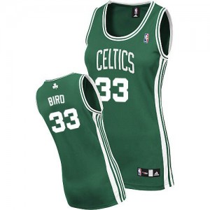 Maillot NBA Boston Celtics #33 Larry Bird Vert (No Blanc) Adidas Authentic Road - Femme
