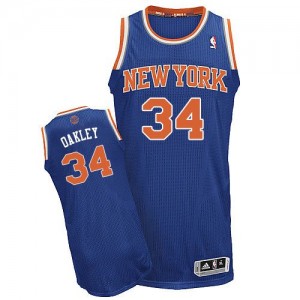 Maillot NBA Bleu royal Charles Oakley #34 New York Knicks Road Authentic Homme Adidas