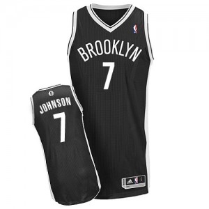 Maillot NBA Brooklyn Nets #7 Joe Johnson Noir Adidas Authentic Road - Homme