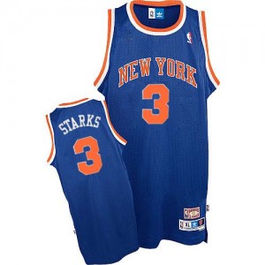 New York Knicks #3 Adidas Throwback Bleu royal Authentic Maillot d'équipe de NBA achats en ligne - John Starks pour Homme