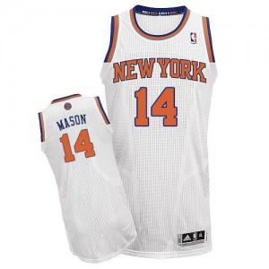 Maillot NBA New York Knicks #14 Anthony Mason Blanc Adidas Authentic Home - Homme