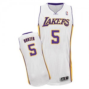 Maillot NBA Los Angeles Lakers #5 Carlos Boozer Blanc Adidas Authentic Alternate - Homme